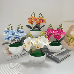 artificial butterfly orchid potted plant set realistic faux flower tabletop decor for home and gifts