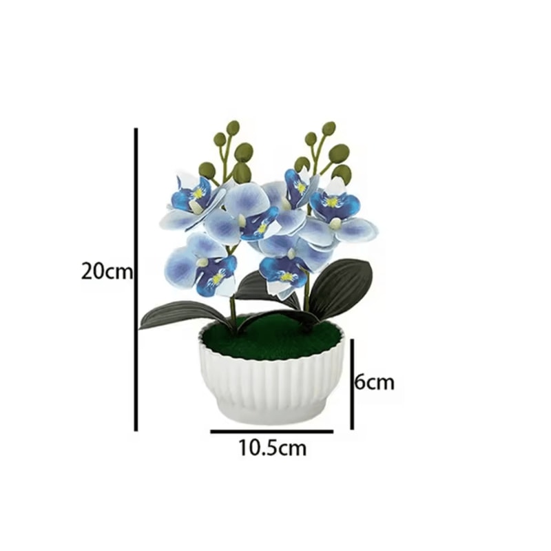 Artificial Butterfly Orchid Potted Plant Set Realistic Faux Flower Tabletop Decor For Home And Gift 9