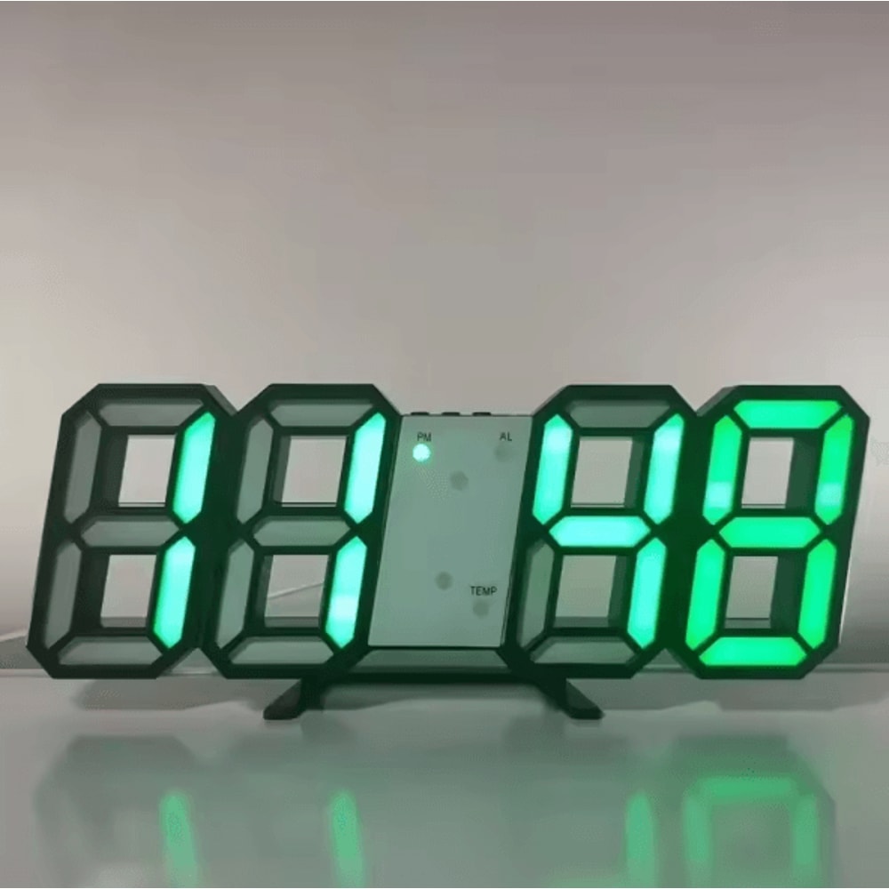 3D LED Digital Wall Clock Alarm Time Date Temperature Display Modern Desk And Wall Clock 10
