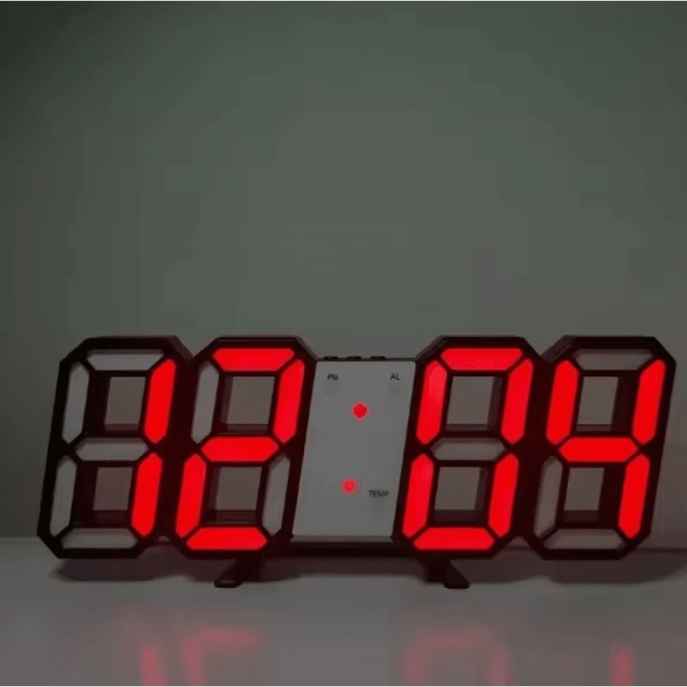 3D LED Digital Wall Clock Alarm Time Date Temperature Display Modern Desk And Wall Clock 11