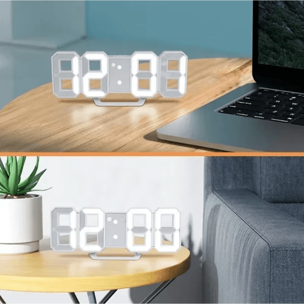 3D LED Digital Wall Clock Alarm Time Date Temperature Display Modern Desk And Wall Clock 2