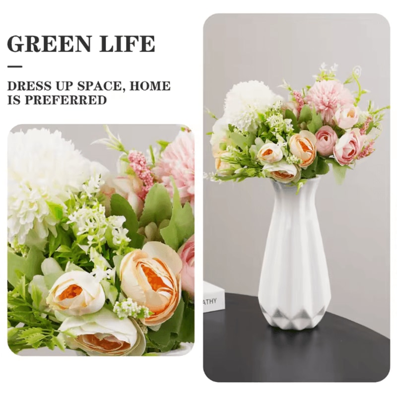 Artificial Dahlia Bouquet Realistic Faux Flower Arrangement For Valentines Day Home Table Decor 0