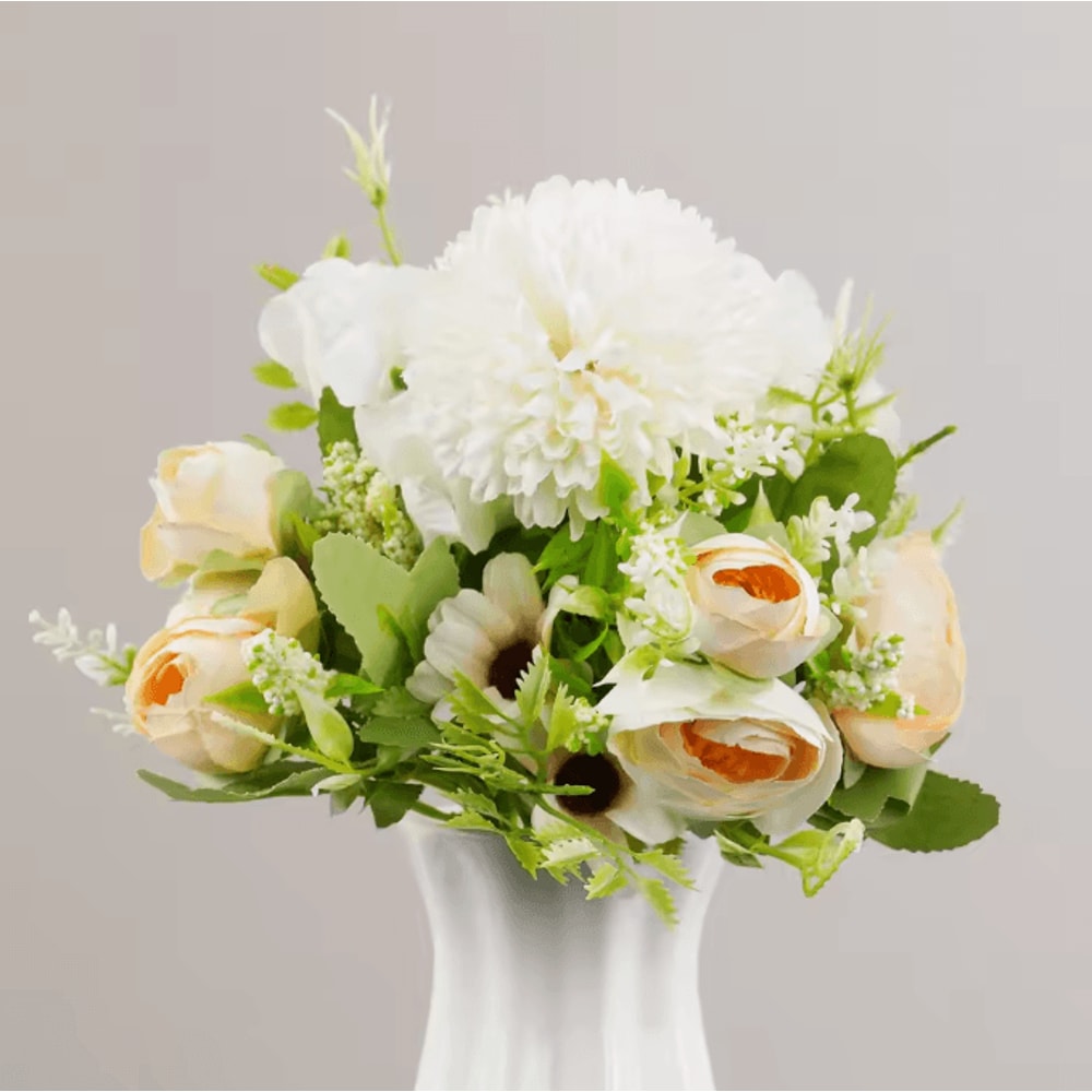 Artificial Dahlia Bouquet Realistic Faux Flower Arrangement For Valentines Day Home Table Decor 1