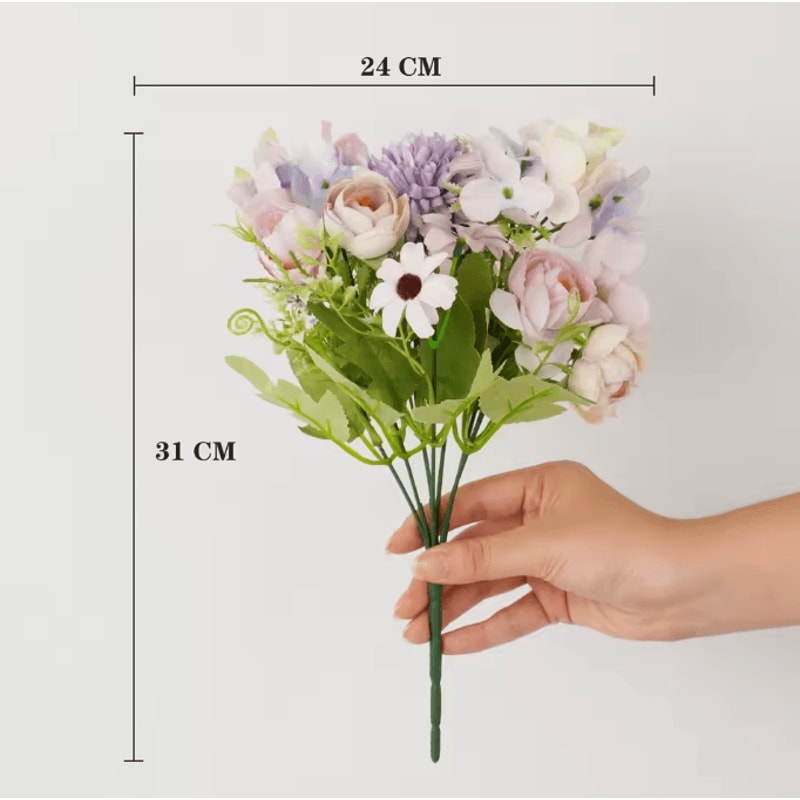 Artificial Dahlia Bouquet Realistic Faux Flower Arrangement For Valentines Day Home Table Decor 3