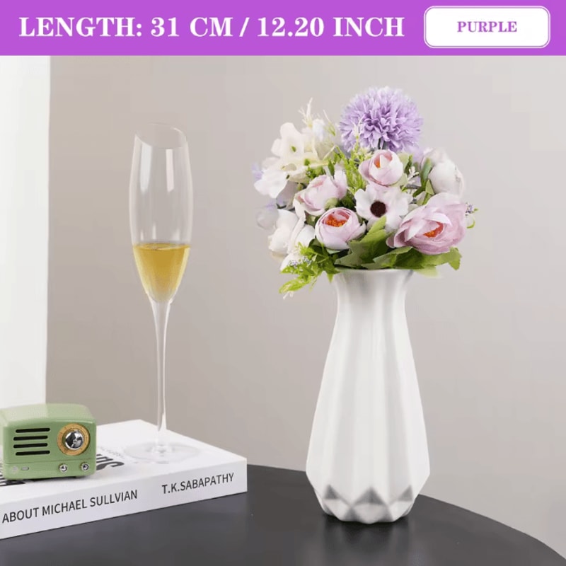 Artificial Dahlia Bouquet Realistic Faux Flower Arrangement For Valentines Day Home Table Decor 8