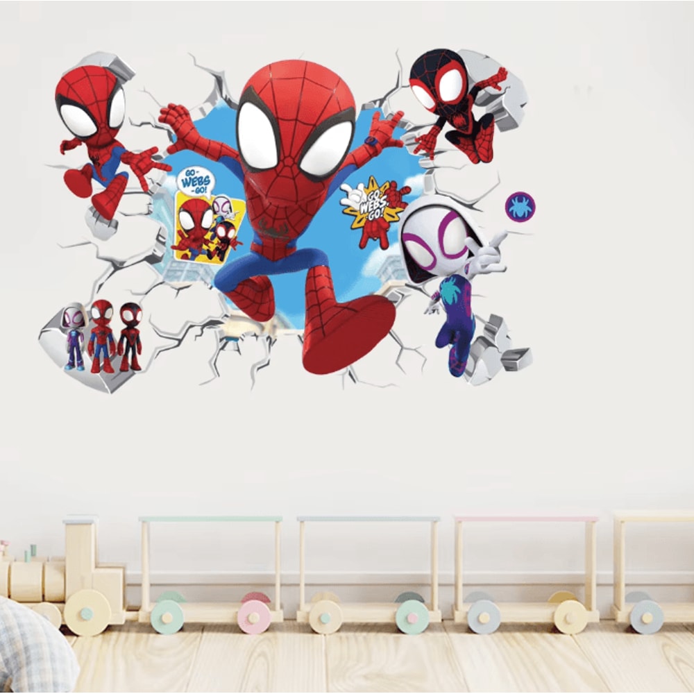 Spiderman Wall Stickers Superhero PVC Cartoon Wall Decals For Kids Bedroom Playroom Decor 1