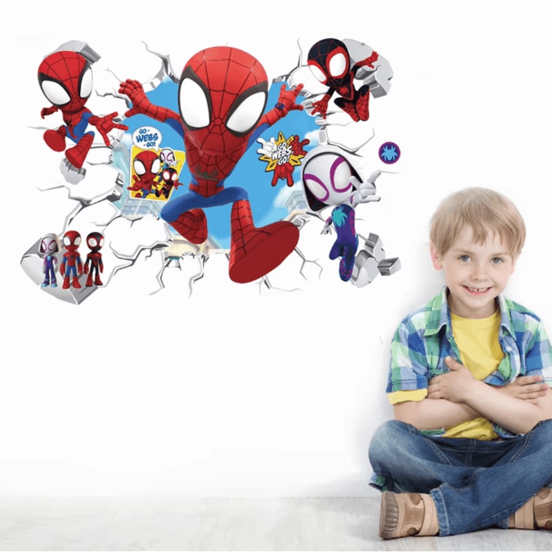 Spiderman Wall Stickers Superhero PVC Cartoon Wall Decals For Kids Bedroom Playroom Decor 3