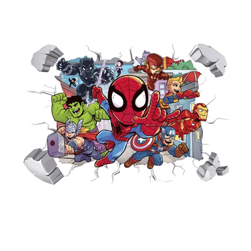 Spiderman Wall Stickers Superhero PVC Cartoon Wall Decals For Kids Bedroom Playroom Decor 8