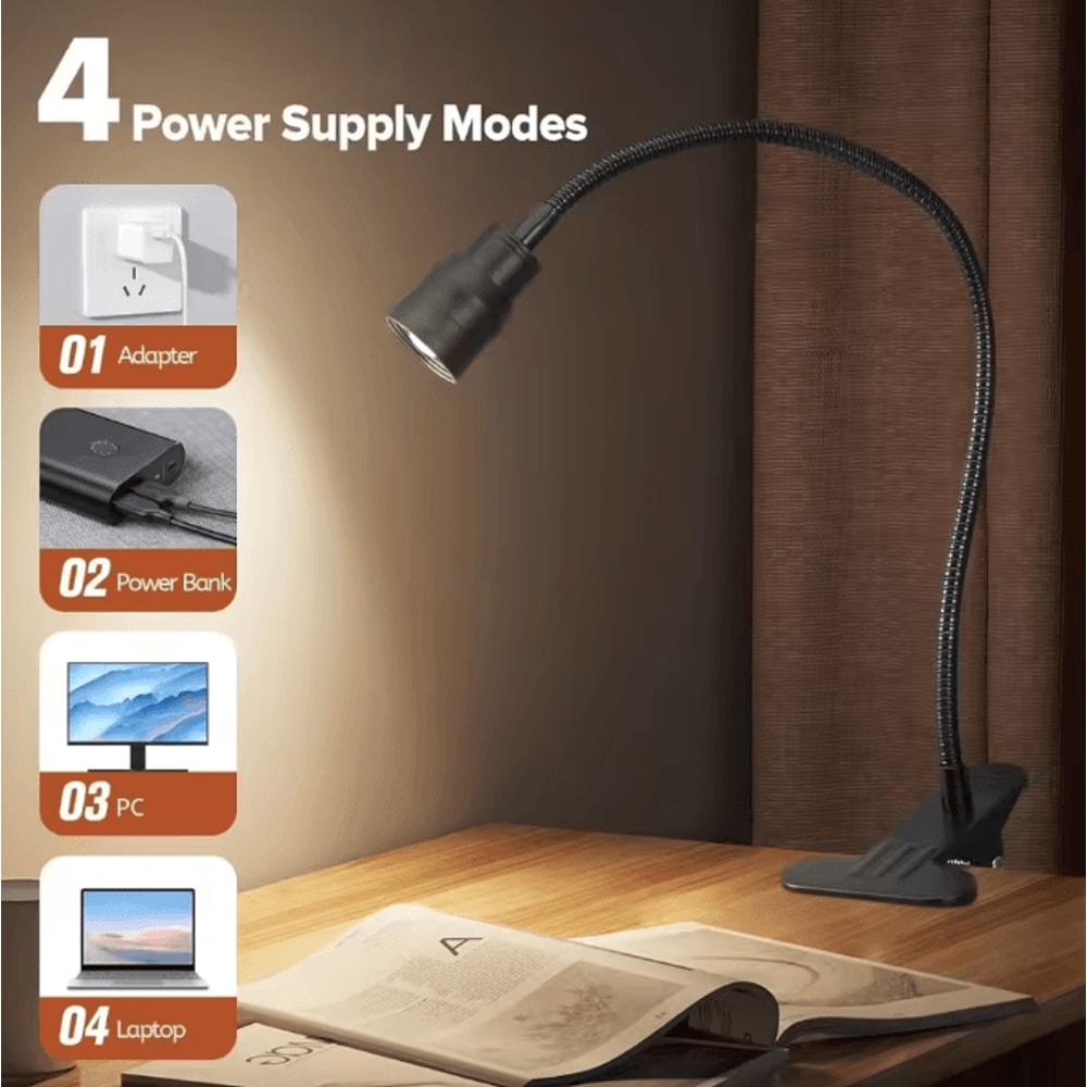 USB Clip Reading Light LED Book Lamp Flexible Gooseneck Adjustable Night Light For Study And Bedsid 3
