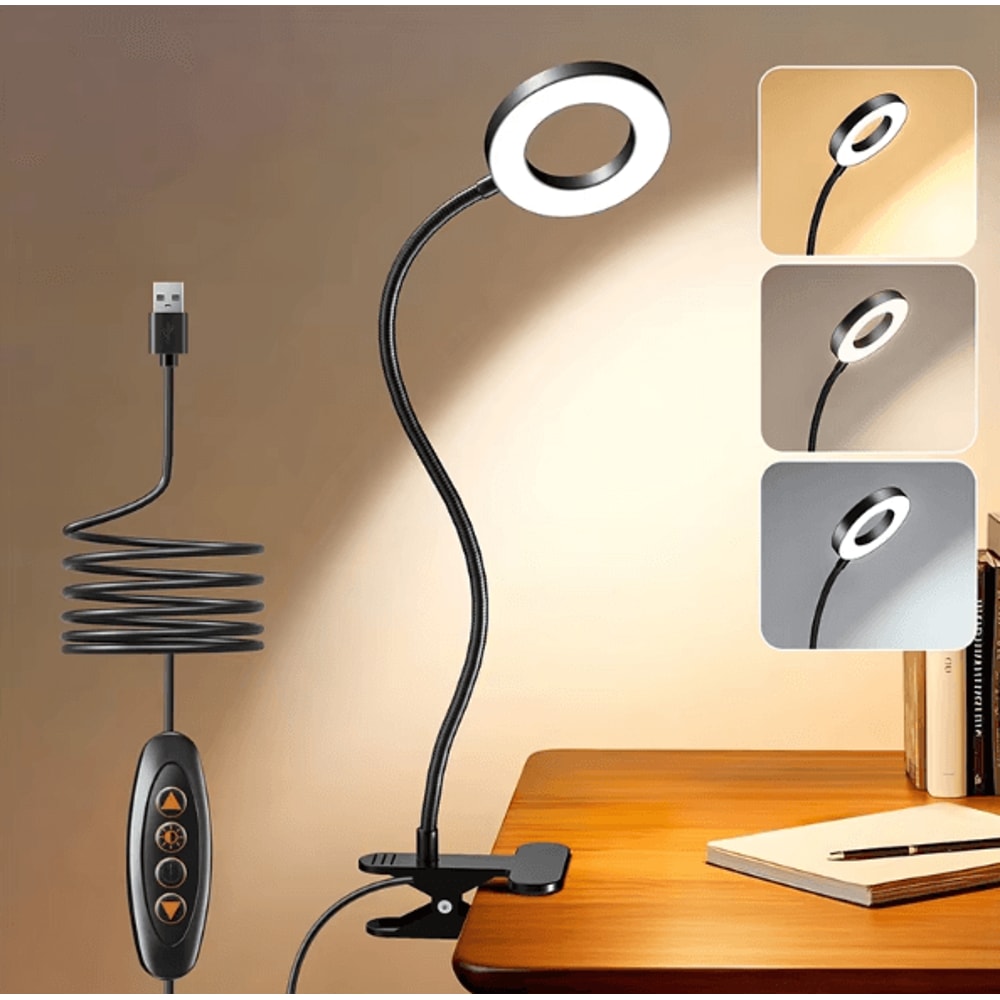 USB Clamp Desk Lamp LED Reading Light With 3 Modes 10 Brightness Levels Flexible Gooseneck Clip Lam 0