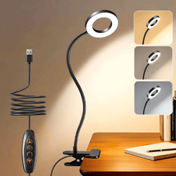 usb clamp desk lamp led reading light with 3 modes 10 brightness levels flexible gooseneck clip lamp