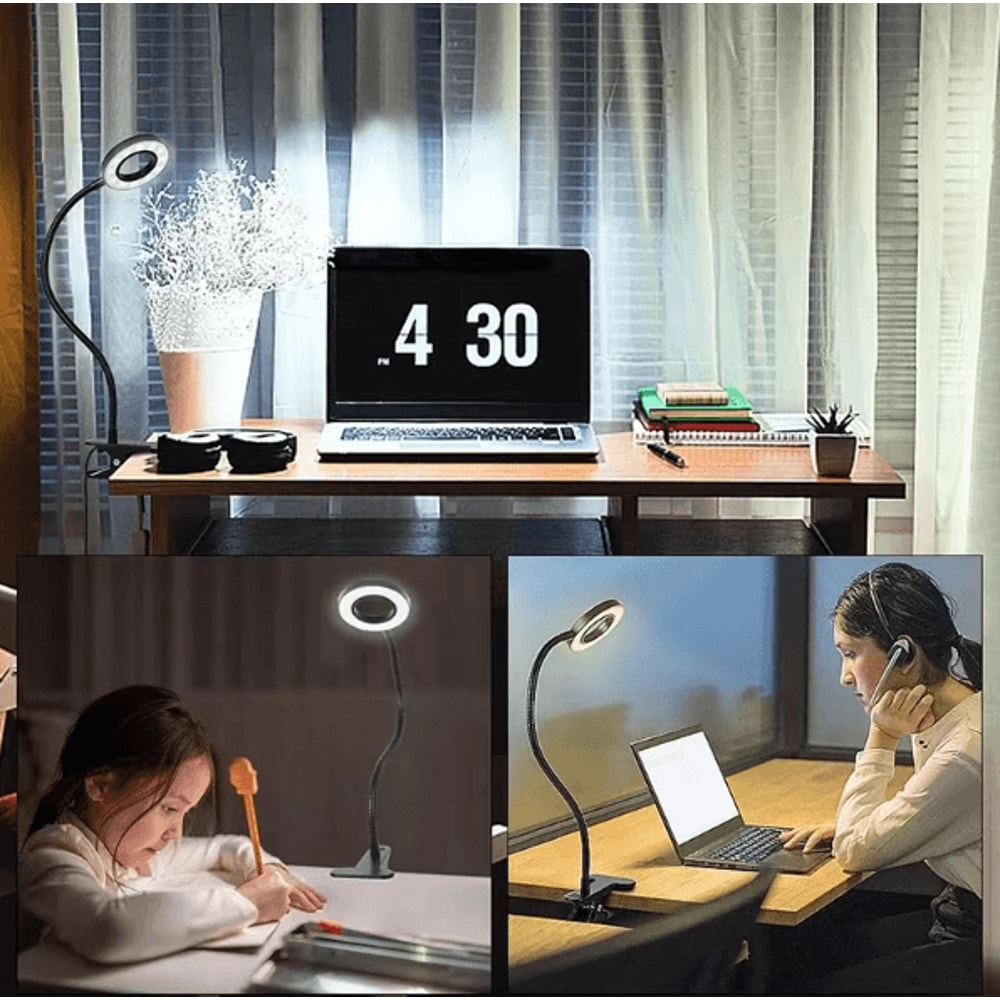 USB Clamp Desk Lamp LED Reading Light With 3 Modes 10 Brightness Levels Flexible Gooseneck Clip Lam 4