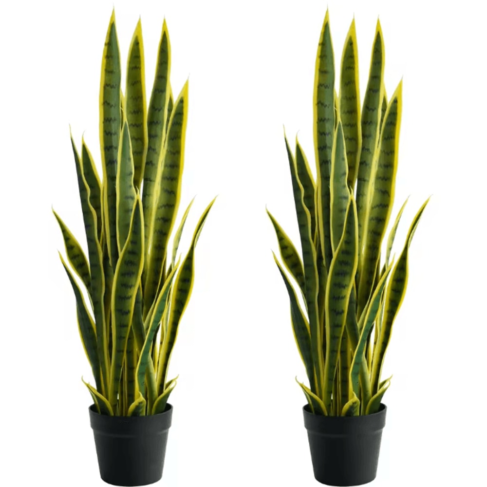 3FT Artificial Snake Plant 2Pack Realistic Faux Agave Potted Plant For Indoor Outdoor Home Office D 4