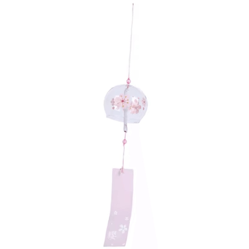 Japanese Sakura Wind Chime Glass Furin Bell Cherry Blossom Hanging Decor For Home Garden Balcony 3