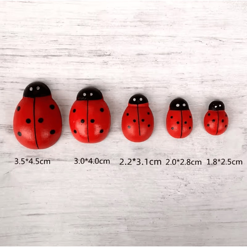 Large Wooden Ladybug Garden Decor Mini Fairy Garden Insect Craft DIY Accessory For Home Outdoor Dec 4