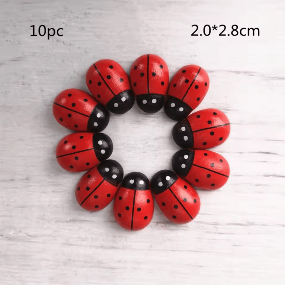 Large Wooden Ladybug Garden Decor Mini Fairy Garden Insect Craft DIY Accessory For Home Outdoor Dec 7