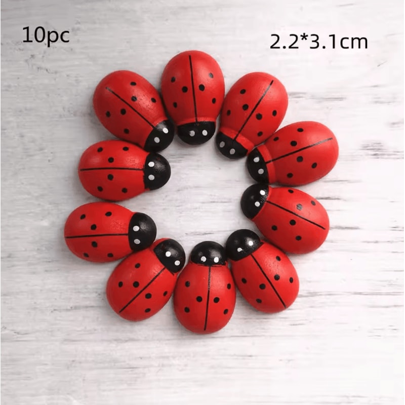 Large Wooden Ladybug Garden Decor Mini Fairy Garden Insect Craft DIY Accessory For Home Outdoor Dec 6