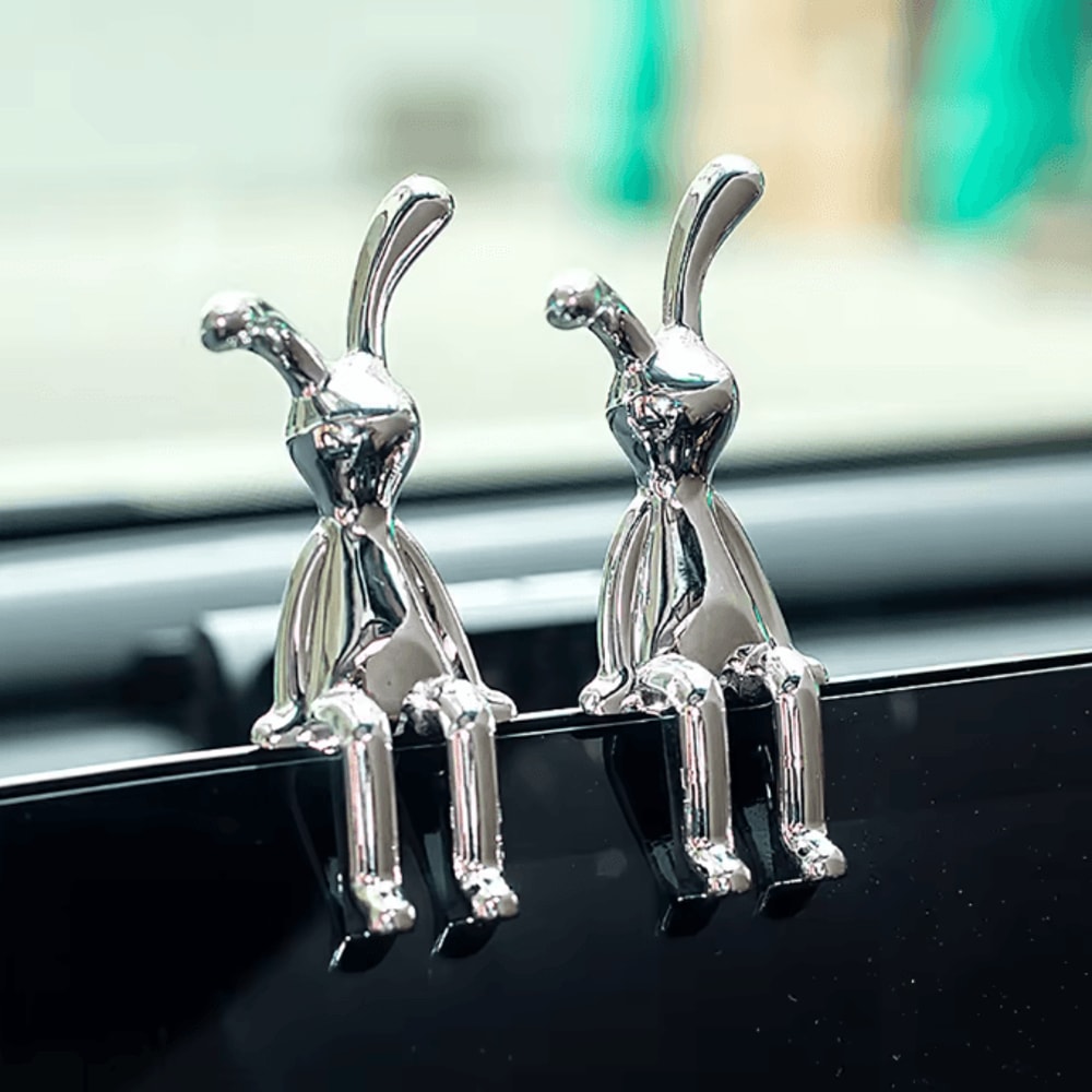 Cute Rabbit Couple Statue Set Cartoon Bunny Figurine Romantic Desktop Ornament For Home Bedroom Car 0
