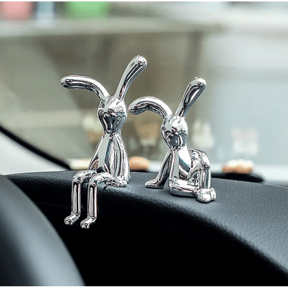 Cute Rabbit Couple Statue Set Cartoon Bunny Figurine Romantic Desktop Ornament For Home Bedroom Car 1