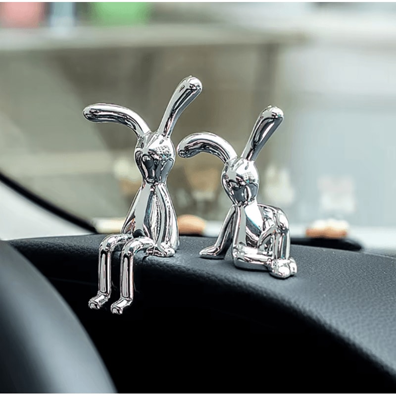 Cute Rabbit Couple Statue Set Cartoon Bunny Figurine Romantic Desktop Ornament For Home Bedroom Car 1