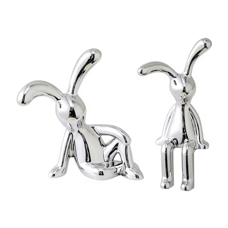 Cute Rabbit Couple Statue Set Cartoon Bunny Figurine Romantic Desktop Ornament For Home Bedroom Car 3