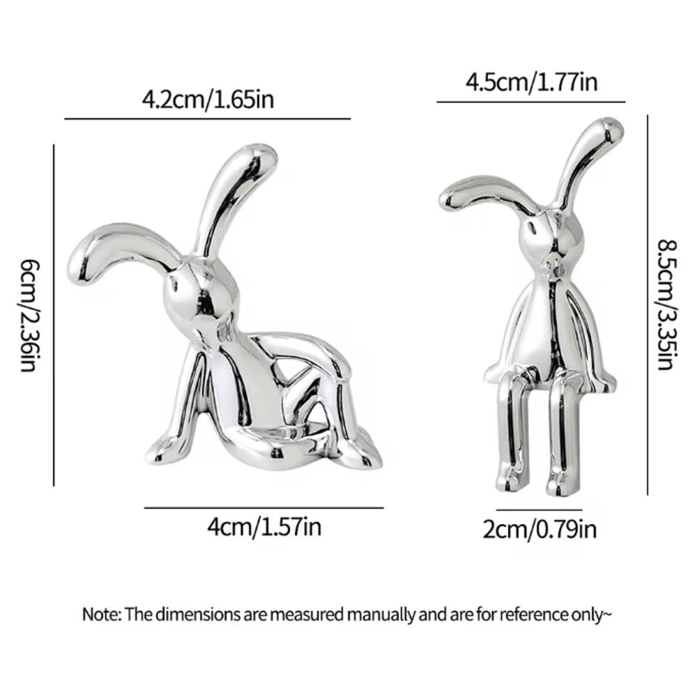 Cute Rabbit Couple Statue Set Cartoon Bunny Figurine Romantic Desktop Ornament For Home Bedroom Car 4