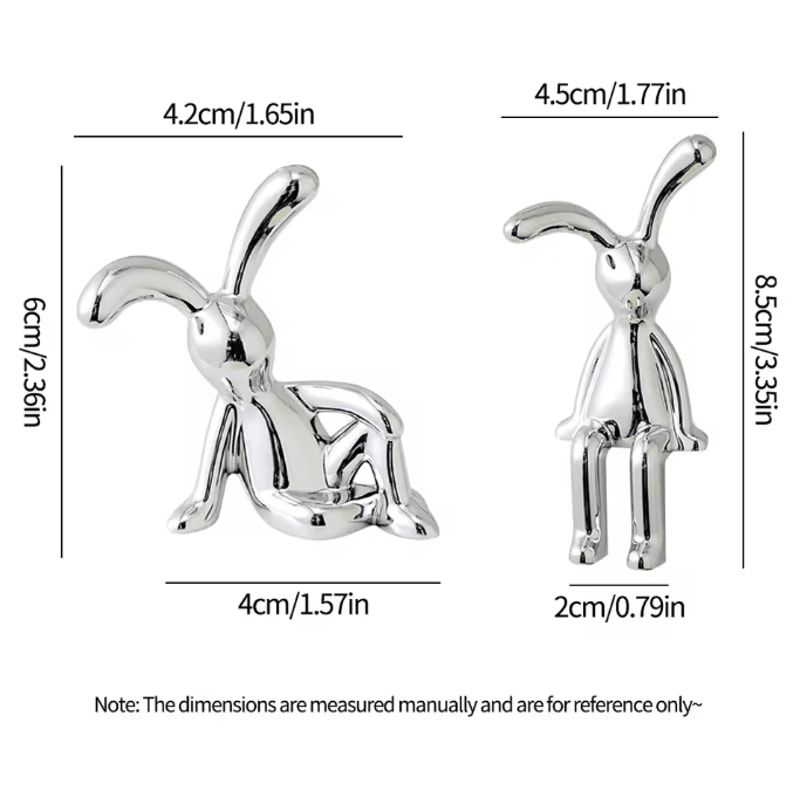 Cute Rabbit Couple Statue Set Cartoon Bunny Figurine Romantic Desktop Ornament For Home Bedroom Car 4