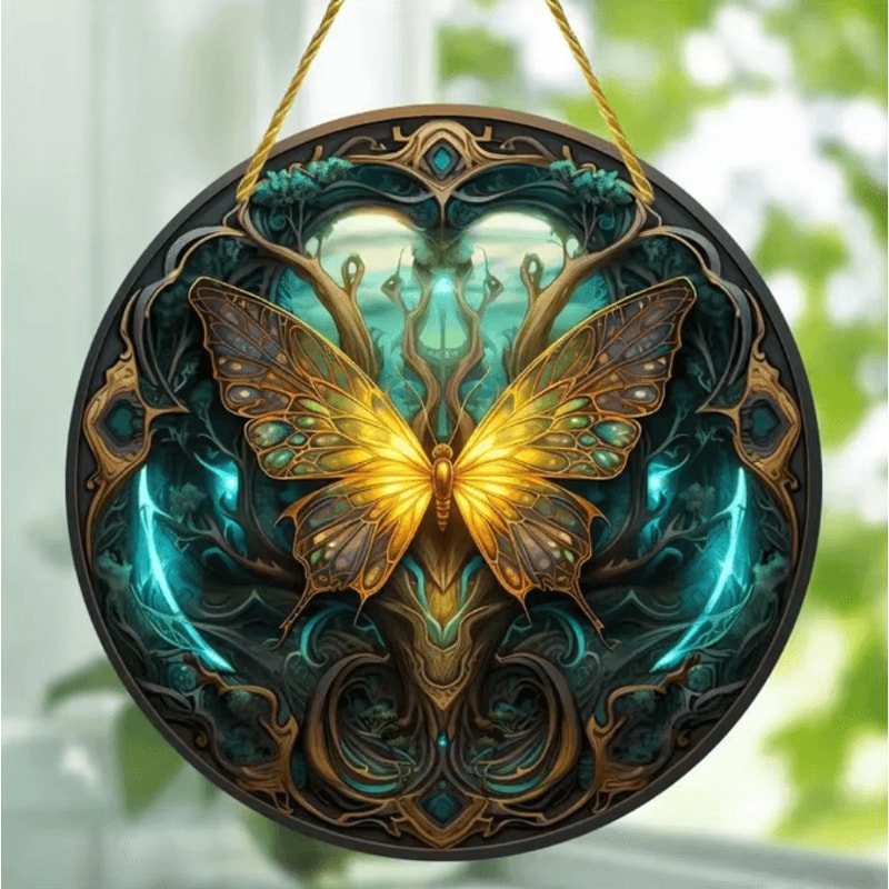 Butterfly Acrylic Suncatcher Round Window Hanging Rainbow Light Catcher Decor For Home Bedroom Gard 11