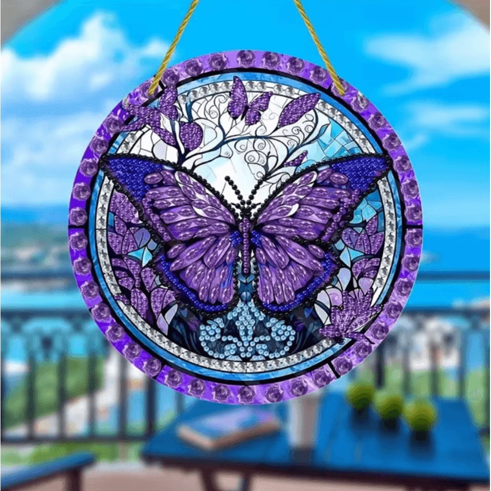Butterfly Acrylic Suncatcher Round Window Hanging Rainbow Light Catcher Decor For Home Bedroom Gard 4