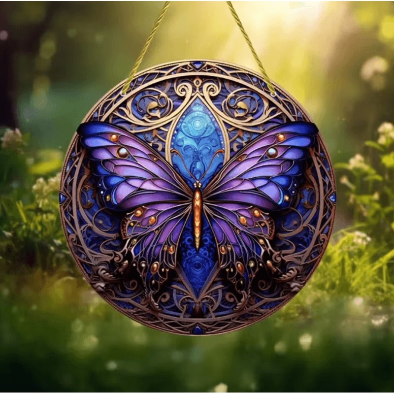 Butterfly Acrylic Suncatcher Round Window Hanging Rainbow Light Catcher Decor For Home Bedroom Gard 9