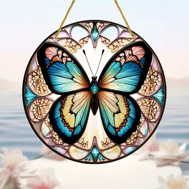 Butterfly Acrylic Suncatcher Round Window Hanging Rainbow Light Catcher Decor For Home Bedroom Gard 10