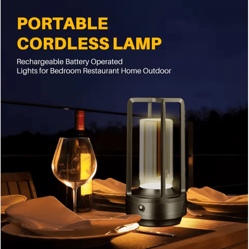 Cordless LED Table Lamp Industrial Style Rechargeable Desk Light Portable Ambient Lamp For Home Out 1