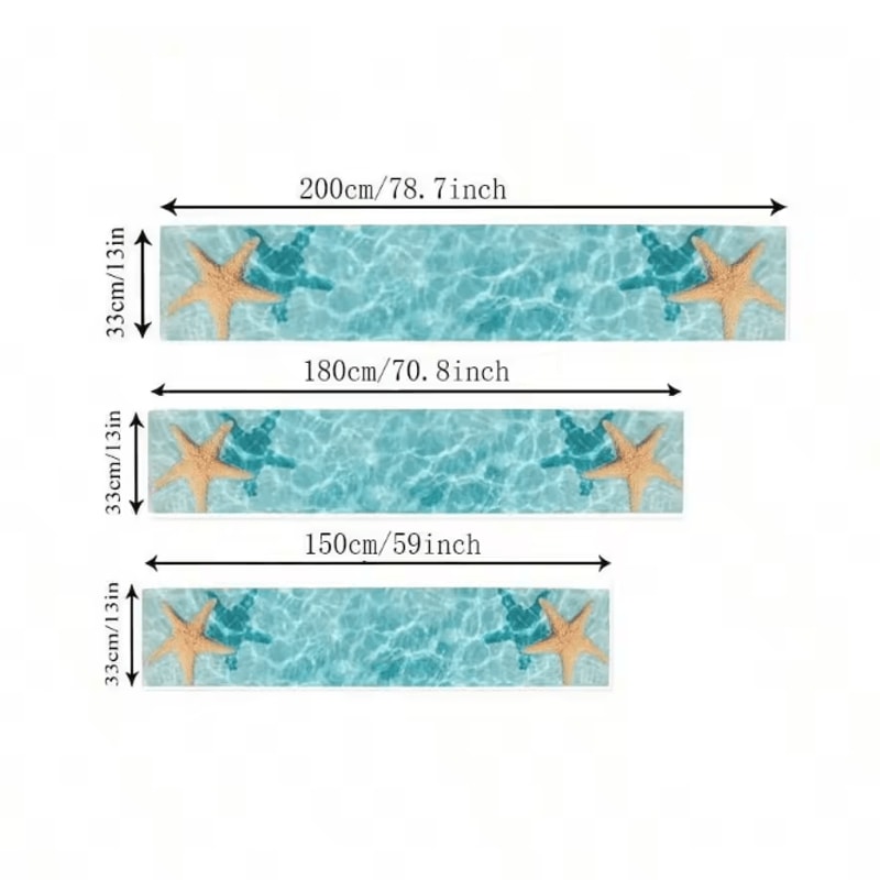 Watercolor Starfish Ocean Linen Table Runner Coastal Dining Decor Reusable Kitchen Table Scarf 4