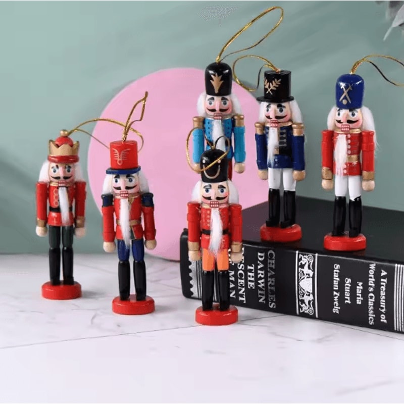 Mini Nutcracker Ornaments Set Cartoon Soldier Figurines Christmas Desktop Decor Holiday Gift 2