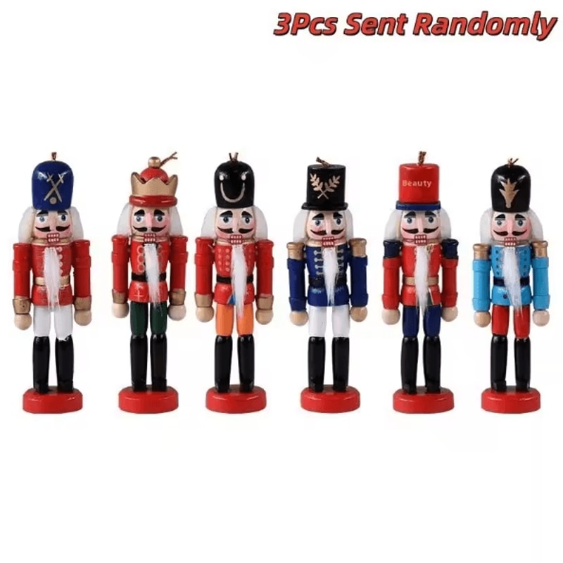 Mini Nutcracker Ornaments Set Cartoon Soldier Figurines Christmas Desktop Decor Holiday Gift 5