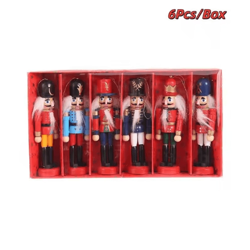 Mini Nutcracker Ornaments Set Cartoon Soldier Figurines Christmas Desktop Decor Holiday Gift 6