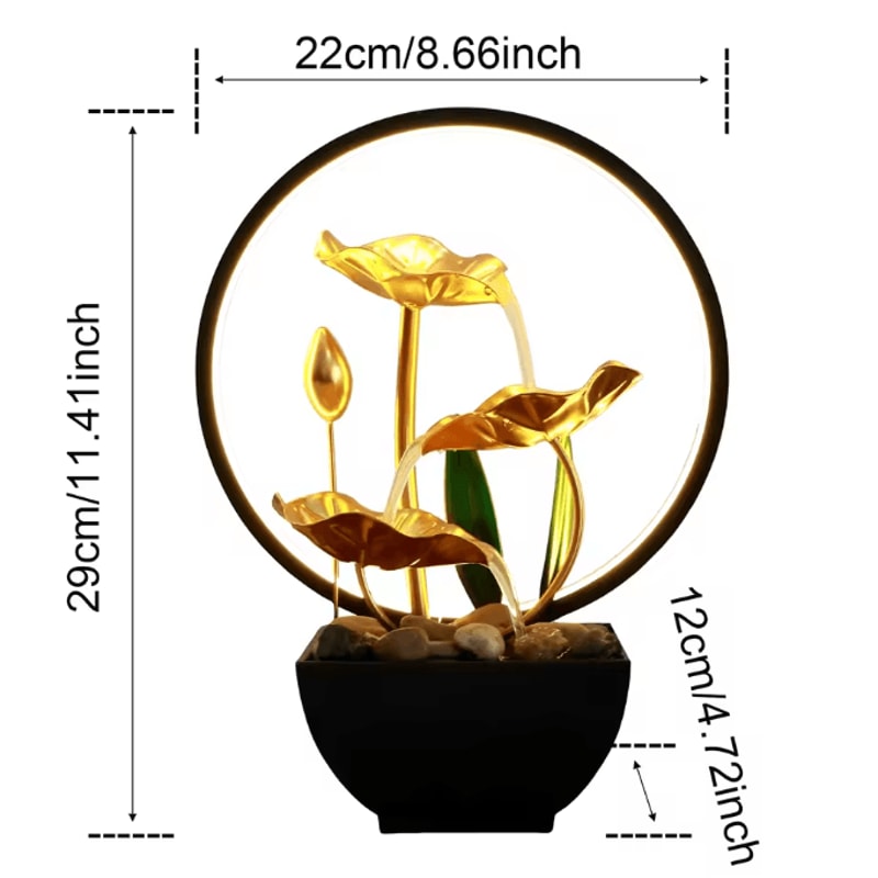 USB LED Tabletop Water Fountain Relaxation Desktop Waterfall With Natural Stones And Ambient Light 5