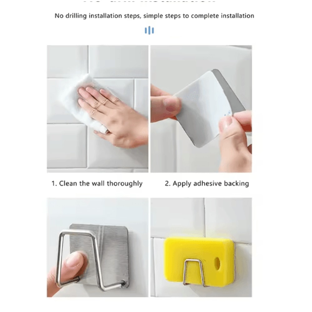 Stainless Steel Adhesive Wall Hooks No Drill Bathroom Towel Hooks Heavy Duty Waterproof Hanging Hoo 3