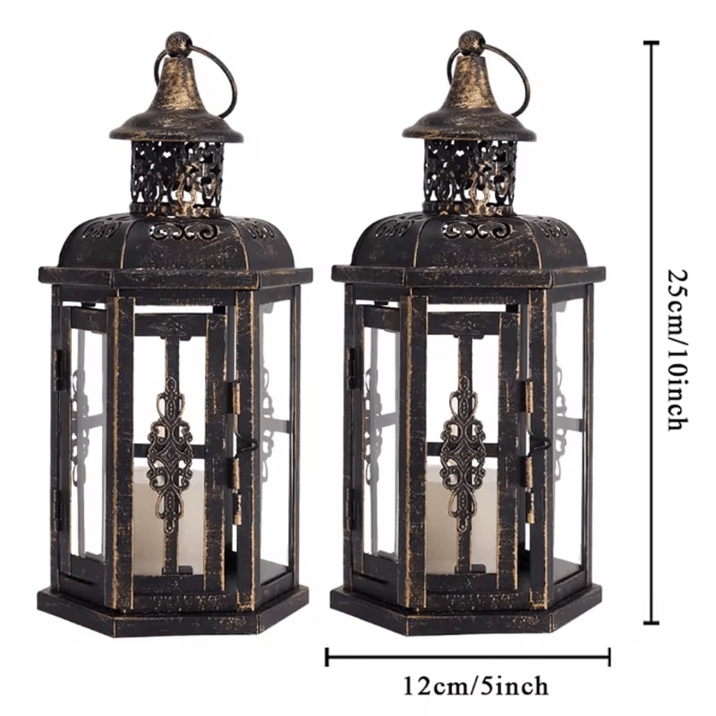 Vintage Metal Hanging Candle Lantern Decorative Candle Holder For Indoor Outdoor Wedding Home Decor 6