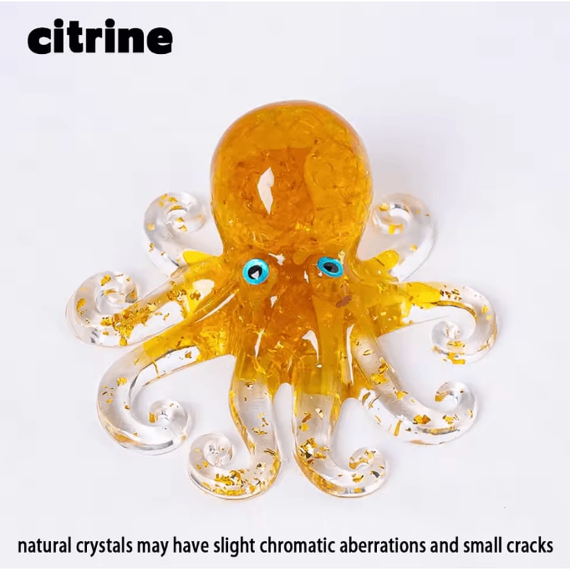 Natural Crystal Octopus Statue Reiki Stone Resin Ornament Decorative Figurine For Aquarium Home Off 9