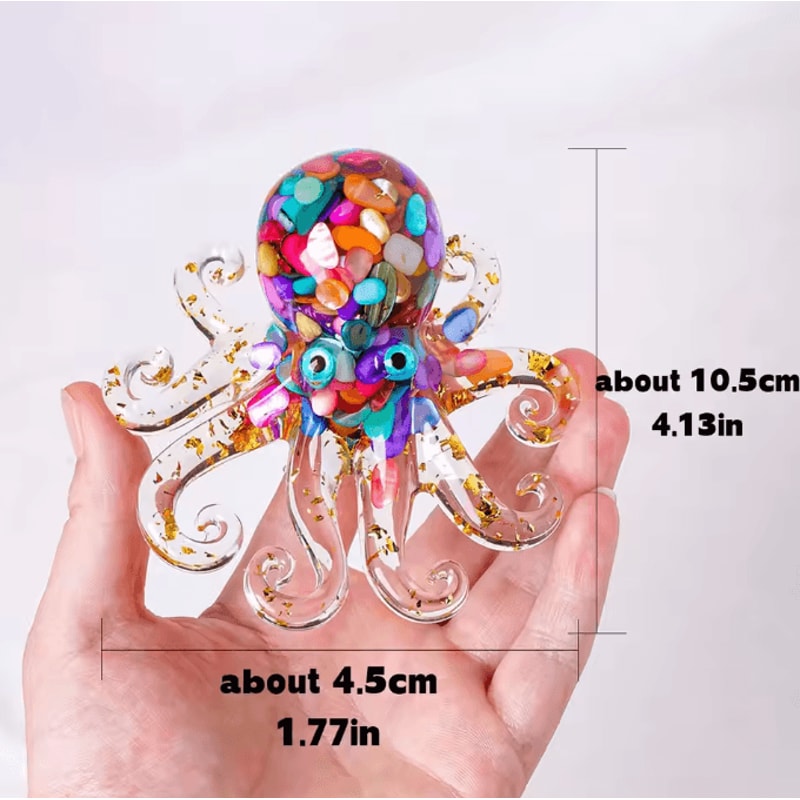 Natural Crystal Octopus Statue Reiki Stone Resin Ornament Decorative Figurine For Aquarium Home Off 2