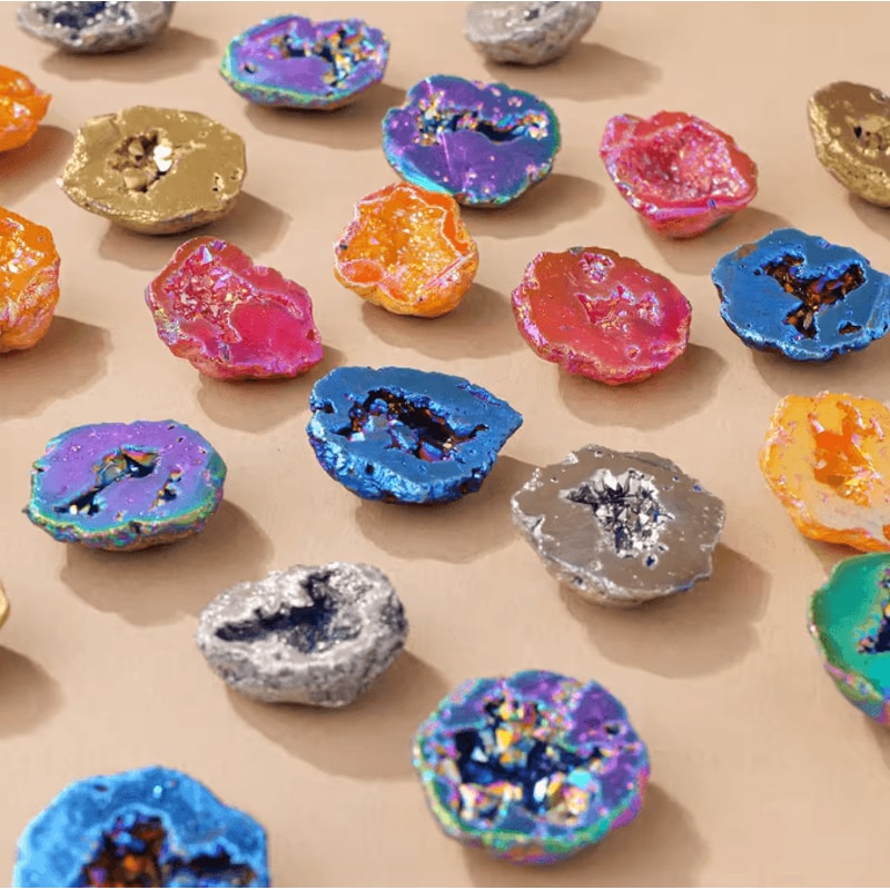 9Piece Colorful Agate Geode Crystal Set Electroplated Quartz Feng Shui Decor For Home Office Stylin 3