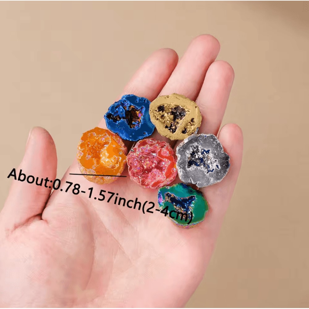 9Piece Colorful Agate Geode Crystal Set Electroplated Quartz Feng Shui Decor For Home Office Stylin 5