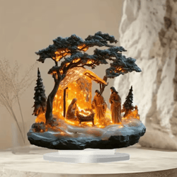 transparent acrylic nativity scene ornament 2d christmas table centerpiece christian holiday decor