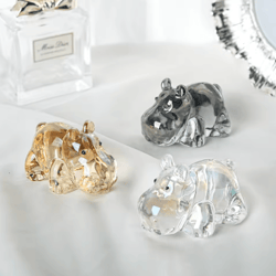 crystalcharm hippo figurine art glass animal ornament paperweight collectible desk & home decor gift