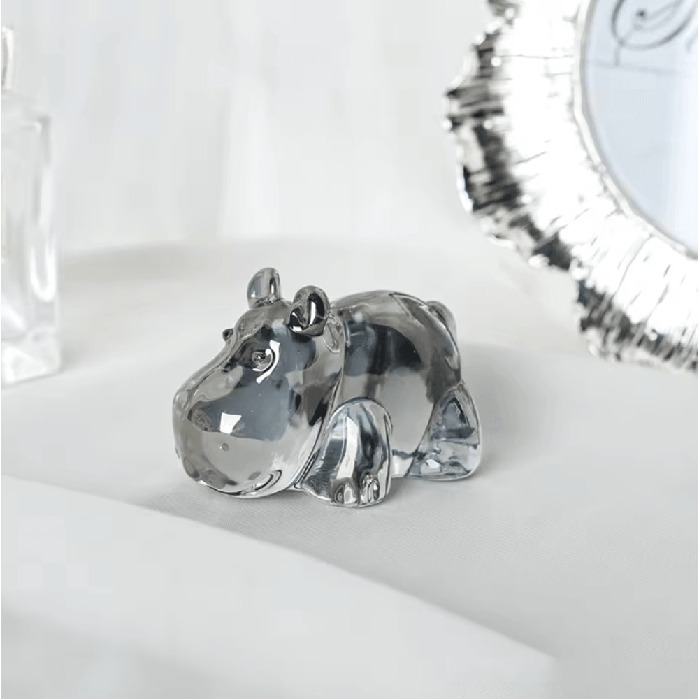 CrystalCharm Hippo Figurine Art Glass Animal Ornament Paperweight Collectible Desk Home Decor Gift 4
