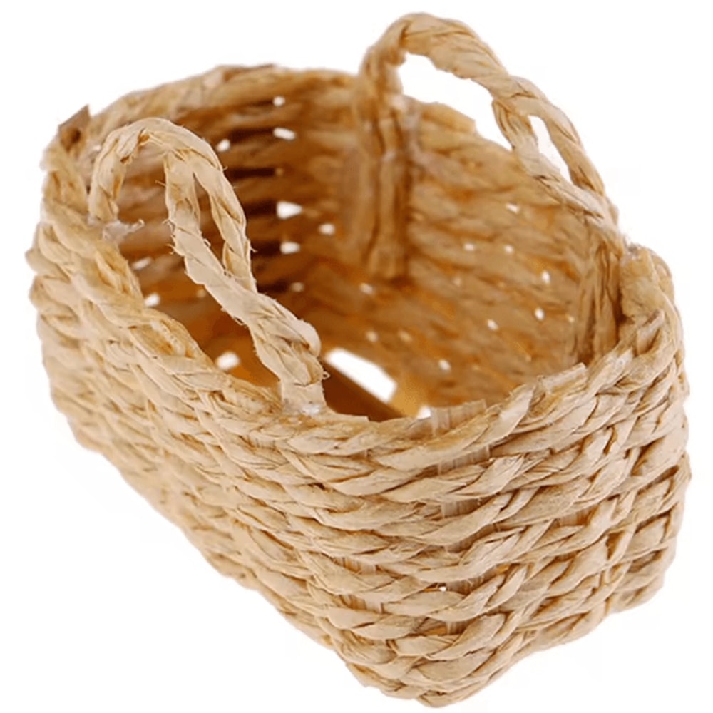 MiniHarvest Dollhouse Rattan Basket Handwoven Miniature Food Storage Decor For Realistic Scenes 2