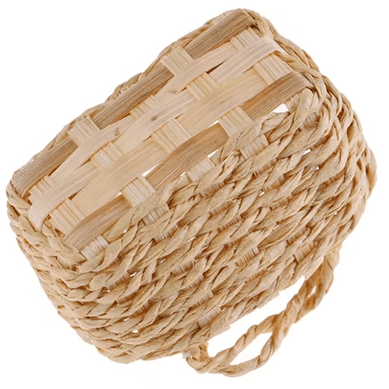 MiniHarvest Dollhouse Rattan Basket Handwoven Miniature Food Storage Decor For Realistic Scenes 4