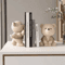 CozyBear Cream Bookend Figurine Cute Resin Bear Shelf Decor For Bookcase Living Room Gift Display 3
