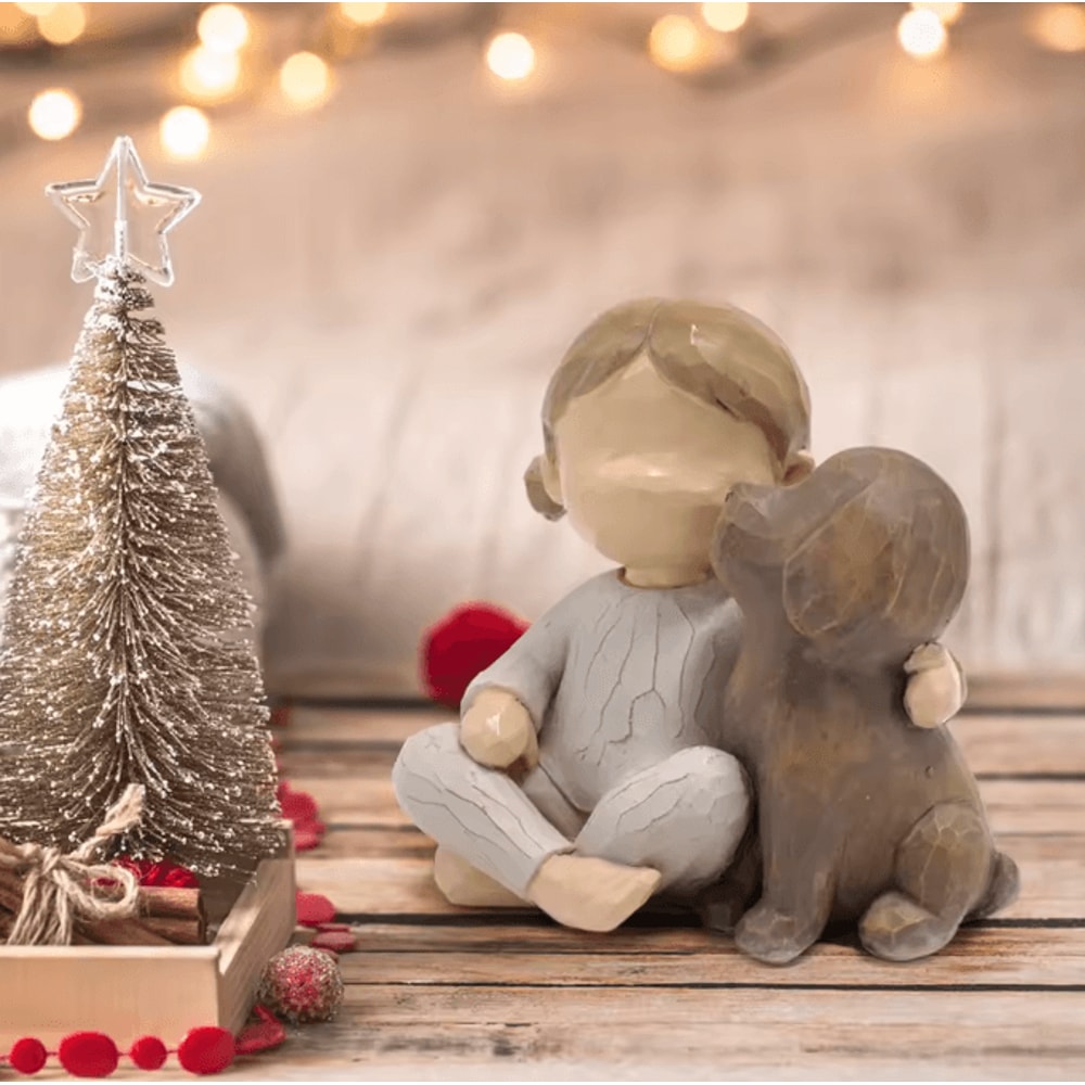 HeartBond Girl Puppy Resin Figurine Cute Companion Statue Home Decor Display For Living Room Gift 0